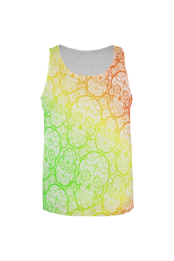 Cinco de Mayo Crazy Sugar Skull Pattern All Over Mens Tank Top Multi 2XL