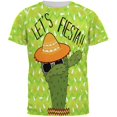 thumbnail image 1 of Cinco de Mayo Dabbing Cactus Let's Fiesta Party All Over Mens T Shirt Multi SM, 1 of 2