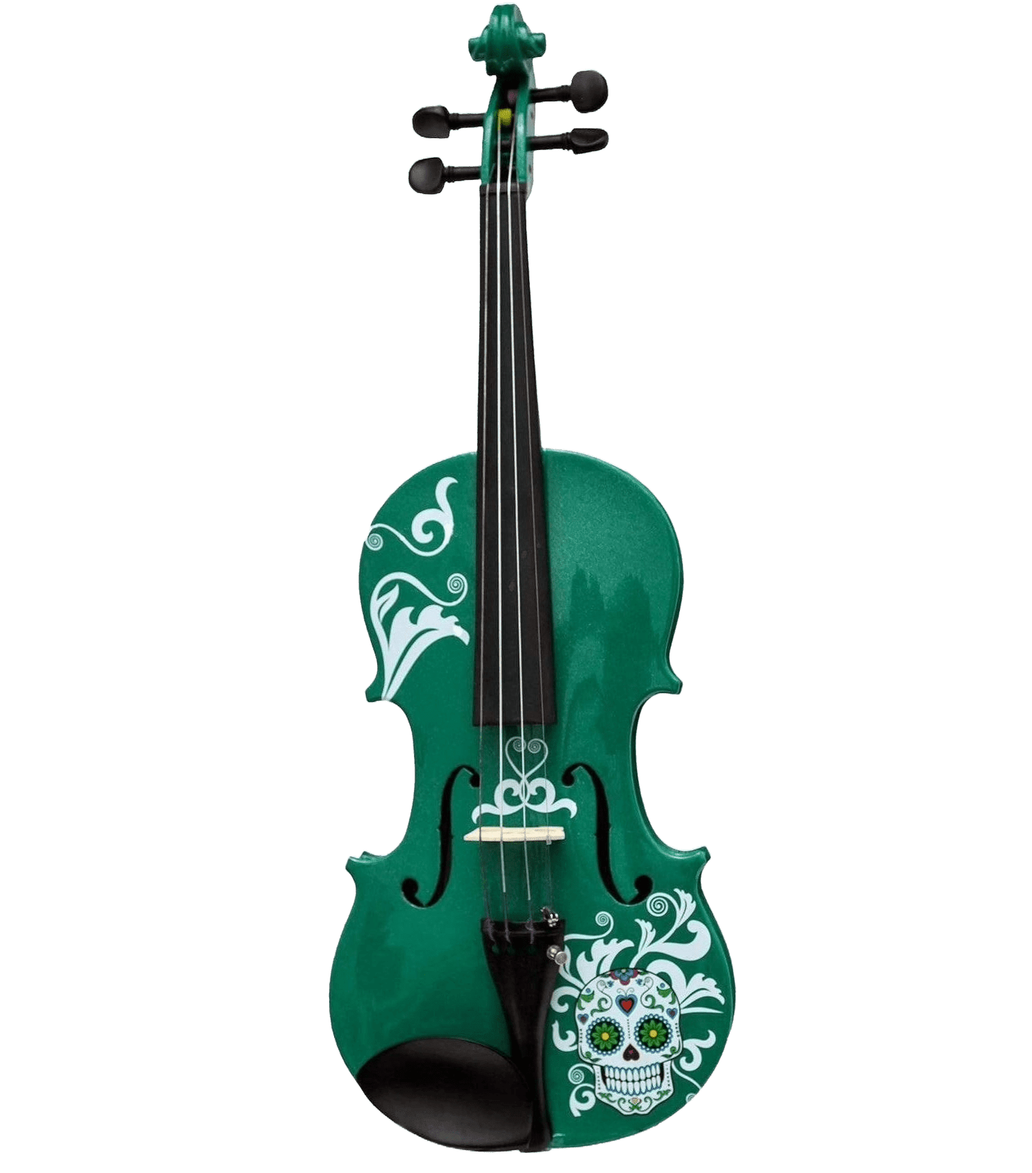 Cinco de Mayo Emerald Green Violin Outfit w Matching Carbon Fiber Bow Case Crystal Fine Tuners Rosin Strings Set Up