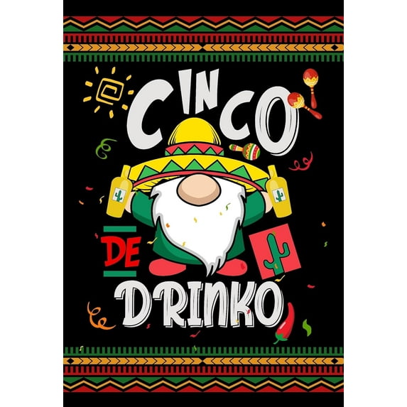 Cinco de Mayo Gnome Garden Yard Flag 28 x 40 Inch, Mexican Fiesta Themed Party Double Sided Outdoor Decorative Welcome flags for Home House Lawn Patio