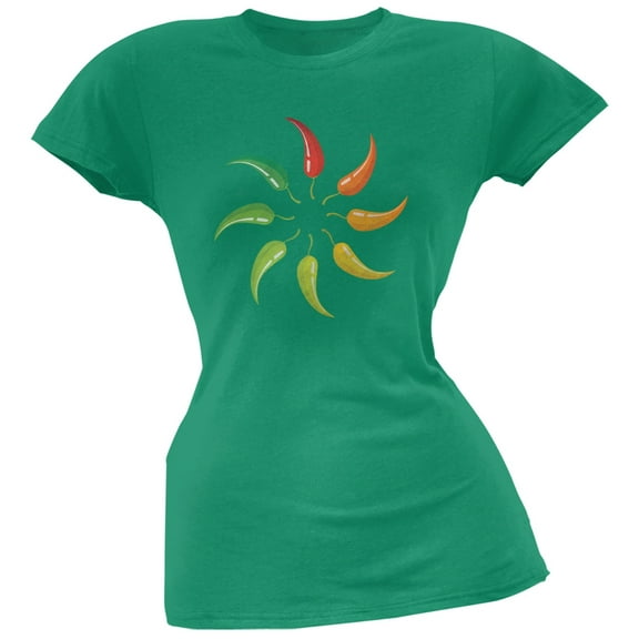 Cinco de Mayo - Jalapeno Pepper Wheel Kelly Green Soft Juniors T-Shirt - X-Large