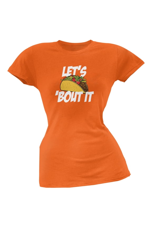 Cinco de Mayo - Let's Taco 'Bout It Orange Soft Juniors T-Shirt - Small