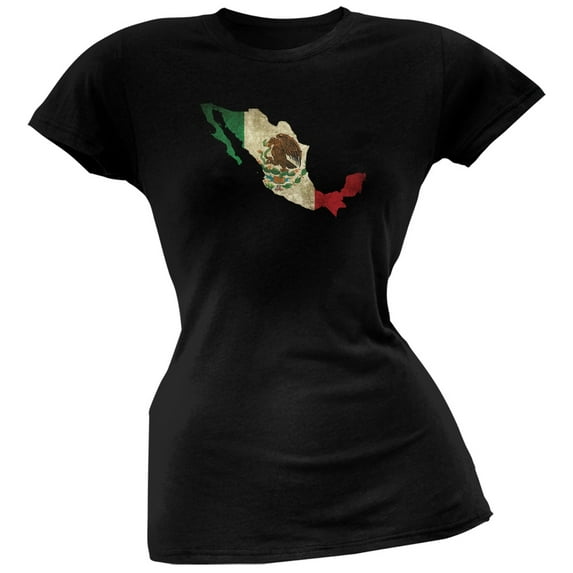 Cinco de Mayo - Mexico Silhouette Black Juniors Soft T-Shirt - Small