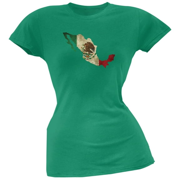 Cinco de Mayo - Mexico Silhouette Kelly Green Soft Juniors T-Shirt - Medium