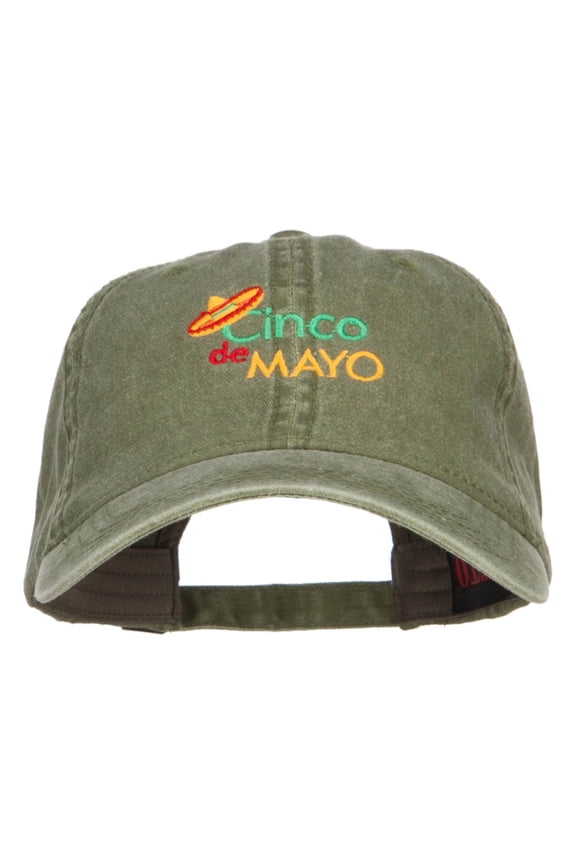 Cinco de Mayo Sombrero Embroidered Cap - Olive Green OSFM