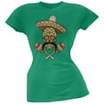 thumbnail image 1 of Cinco de Mayo Sombrero Skull Maracas Crossbones Kelly Green Soft Juniors T-Shirt - 2X-Large, 1 of 1