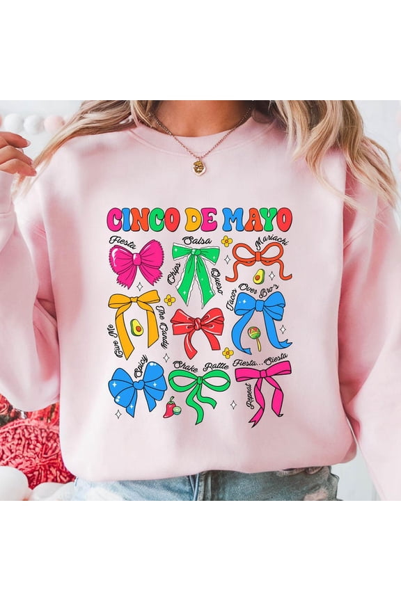 Cinco de Mayo Sweatshirt, Coquette Bow Margarita Crewneck, Nacho Average Fiesta Pullover, Mexican Party Top, Festival 2025 Sweatshirt