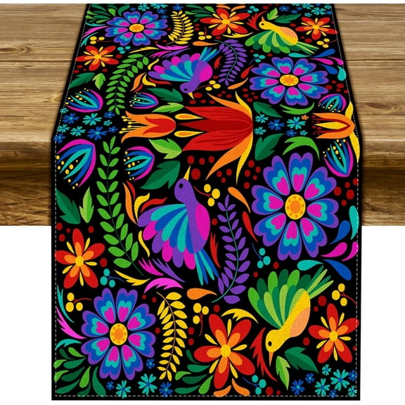 Cinco de Mayo Table Runner Dia De Los Muertos Mexican Fiesta Themed Holiday Party Celebration Kitchen Dining Room Home Decoration (13.8" x 71")