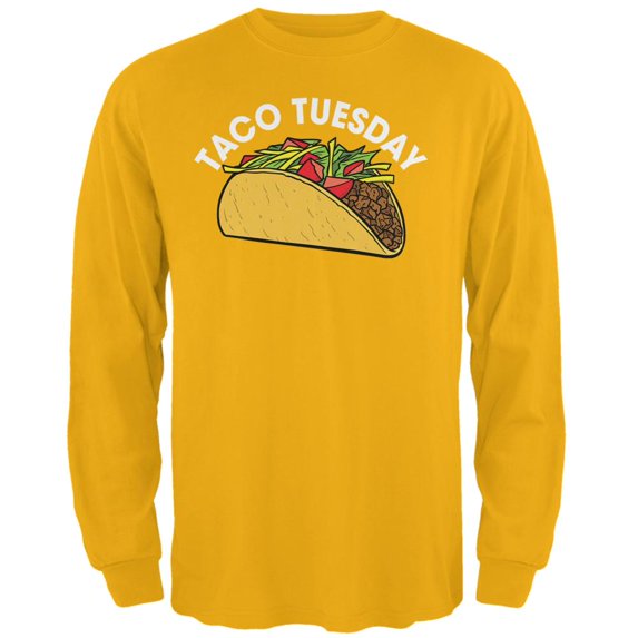 Cinco de Mayo Taco Tuesday Mens Long Sleeve T Shirt Gold LG