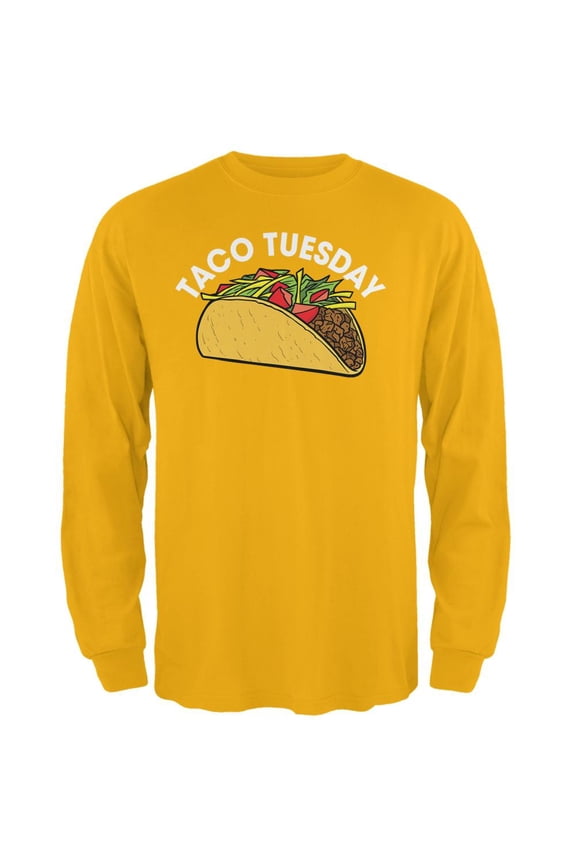 Cinco de Mayo Taco Tuesday Mens Long Sleeve T Shirt Gold SM