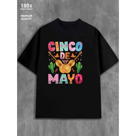 Greenink Cinco de Mayo Tee for men 180G Cotton black Classic Unisex Shirt Short Sleeve tshirts Basic Unisex Shirt Graphic Tee tshirts Vintage Unisex Shirt Printed tshir