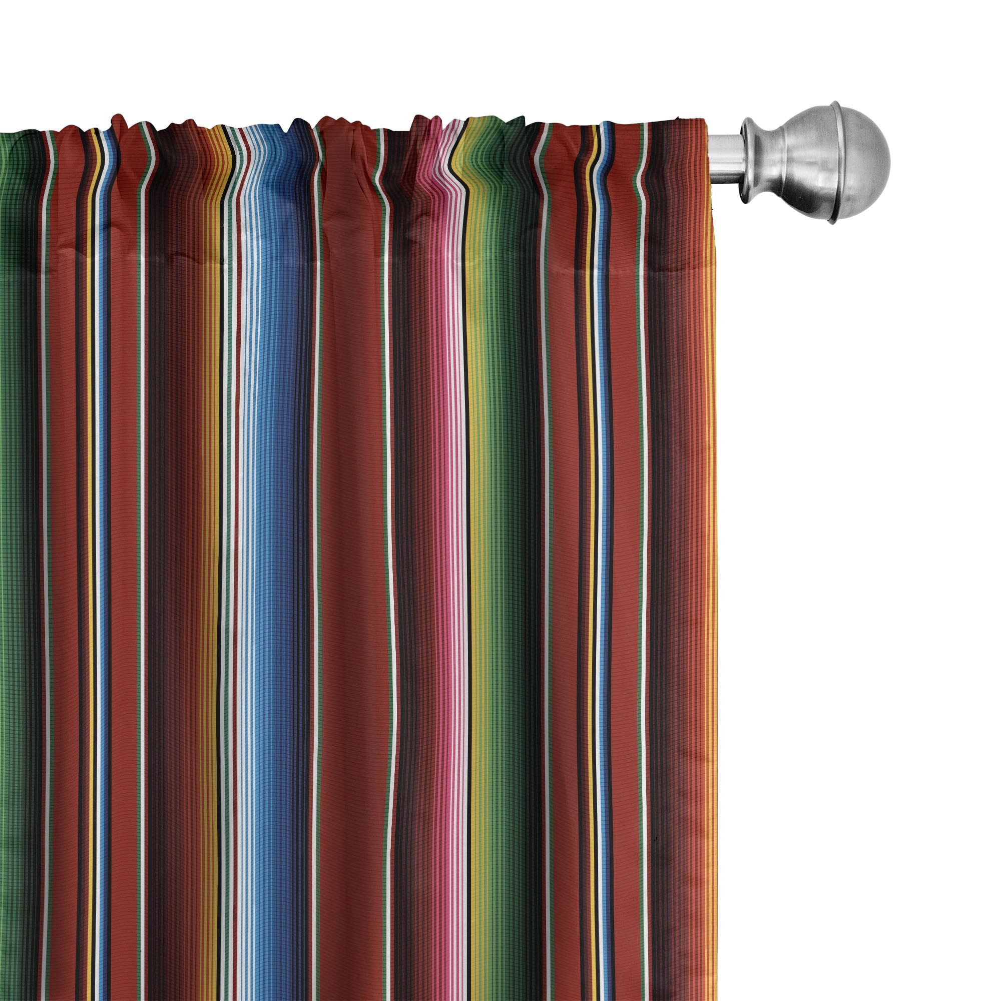 Multicolor Striped Microfiber Room-Darkening Curtain Panels, 28" x 95", Set of 2
