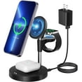 thumbnail image 1 of Cincofelia 3 in 1 Wireless Charger, Fast Charger, Charging Station for iPhone 14 13 12 Pro/Pro Max/Plus/mini, Apple Watch Charger, Charging Stand Dock for AirPods, Black, 1 of 8