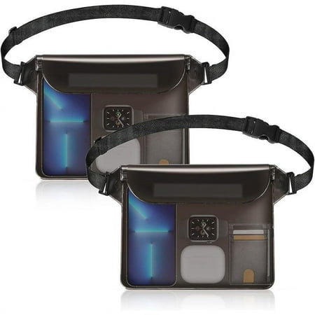 Cincofelia Waterproof Adjustable Waist Strap Dry Bags, Black, 2 Pack