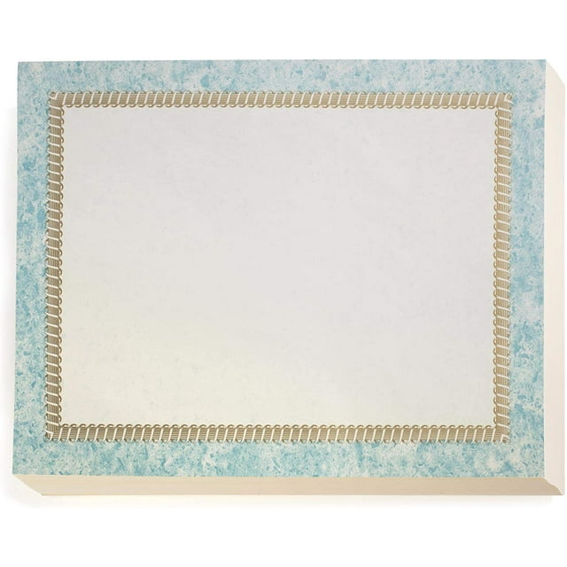 Cincture Standard Blue Certificate Paper, Gold Border, 8 1/2 Inch X 11