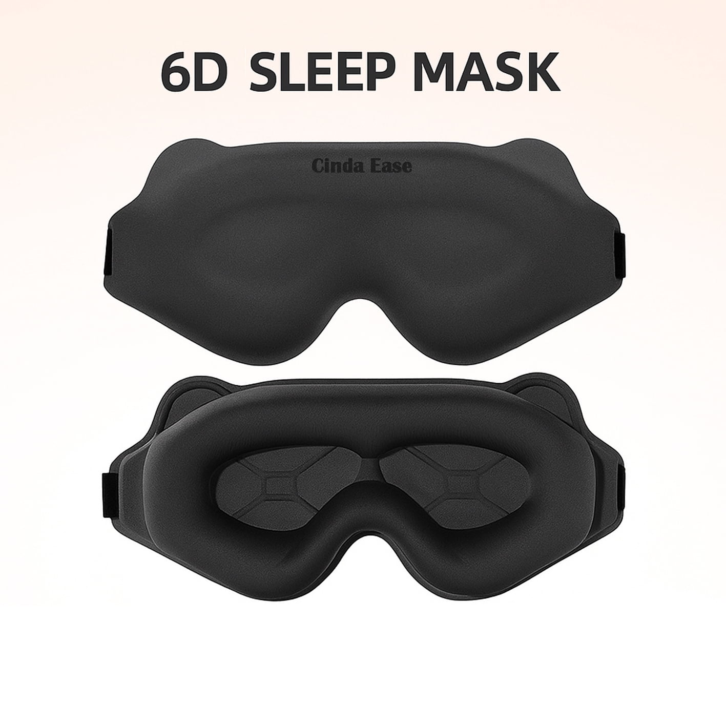 Cinda Ease 6D Sleep Mask for Women & Men - Light Blocking 99% with Deep Contoured Eye Cups, Adjustable Strap, Breathable Spandex Fabric, No Pressure Eye Cover for Sleeping, Nap, Travel, Meditation