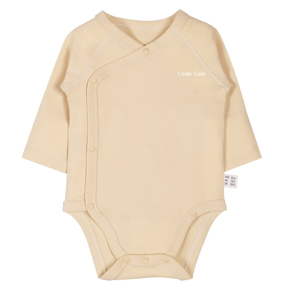 Cinda Ease Baby Long Sleeve Side-Snap Bodysuit, Double-Layer Cotton Belly Protection, Soft & Gentle for Newborns & Infants (0-6 Months)
