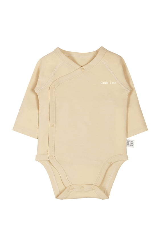 Baby Long Sleeve Side-Snap Bodysuit, Double-Layer Cotton Belly Protection, Soft & Gentle for Newborns & Infants (0-6 Months)