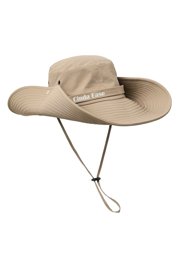 Wide Brim Sun Hat for Women & Men, UPF 50+ UV Protection, Waterproof Outdoor Safari Hat with Chin Strap, Foldable Breathable Hiking Boonie Cap