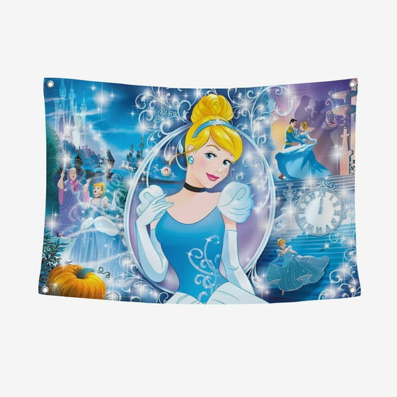 Cinderella 3.28*4.92FT/100*150CM Banner Background Backdrop Party Supplies