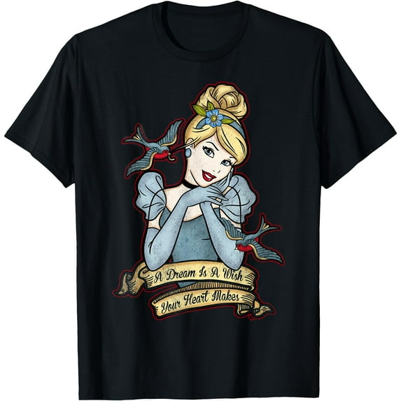 Cinderella A Dream Is A Wish Your Heart Makes DTG Print Unisex T-Shirt,Black Color,Size 3XL