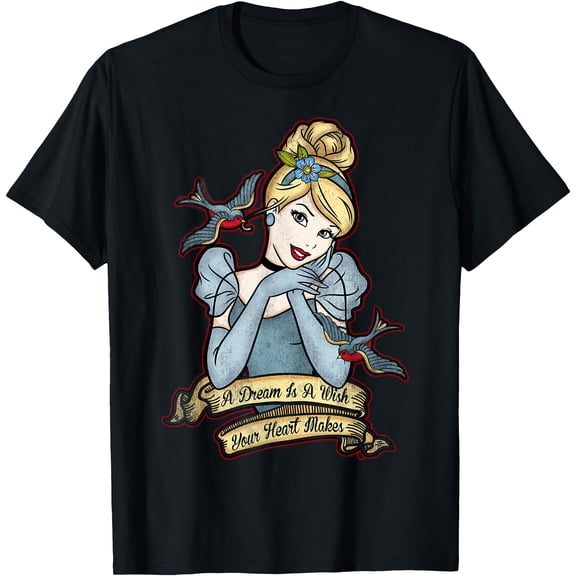 Cinderella A Dream Is A Wish Your Heart Makes DTG Print Unisex T-Shirt,Black Color,Size L