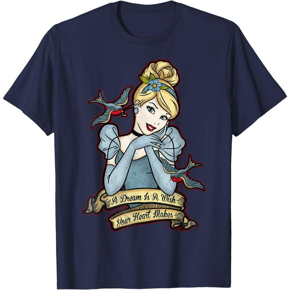Cinderella A Dream Is A Wish Your Heart Makes DTG Print Unisex T-Shirt,Navy Color,Size 4T