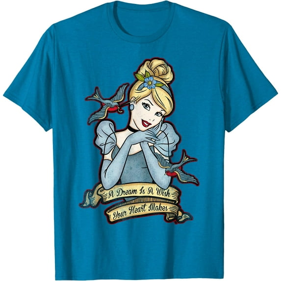 Cinderella A Dream Is A Wish Your Heart Makes DTG Print Unisex T-Shirt,Sapphire Color,Size 5XL