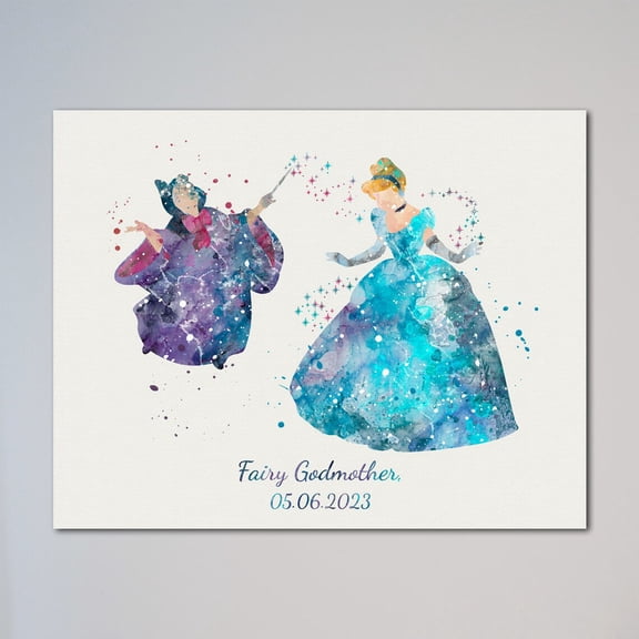 Cinderella And Fairy Godmother Poster, Unframed Paper Poster 8x10in