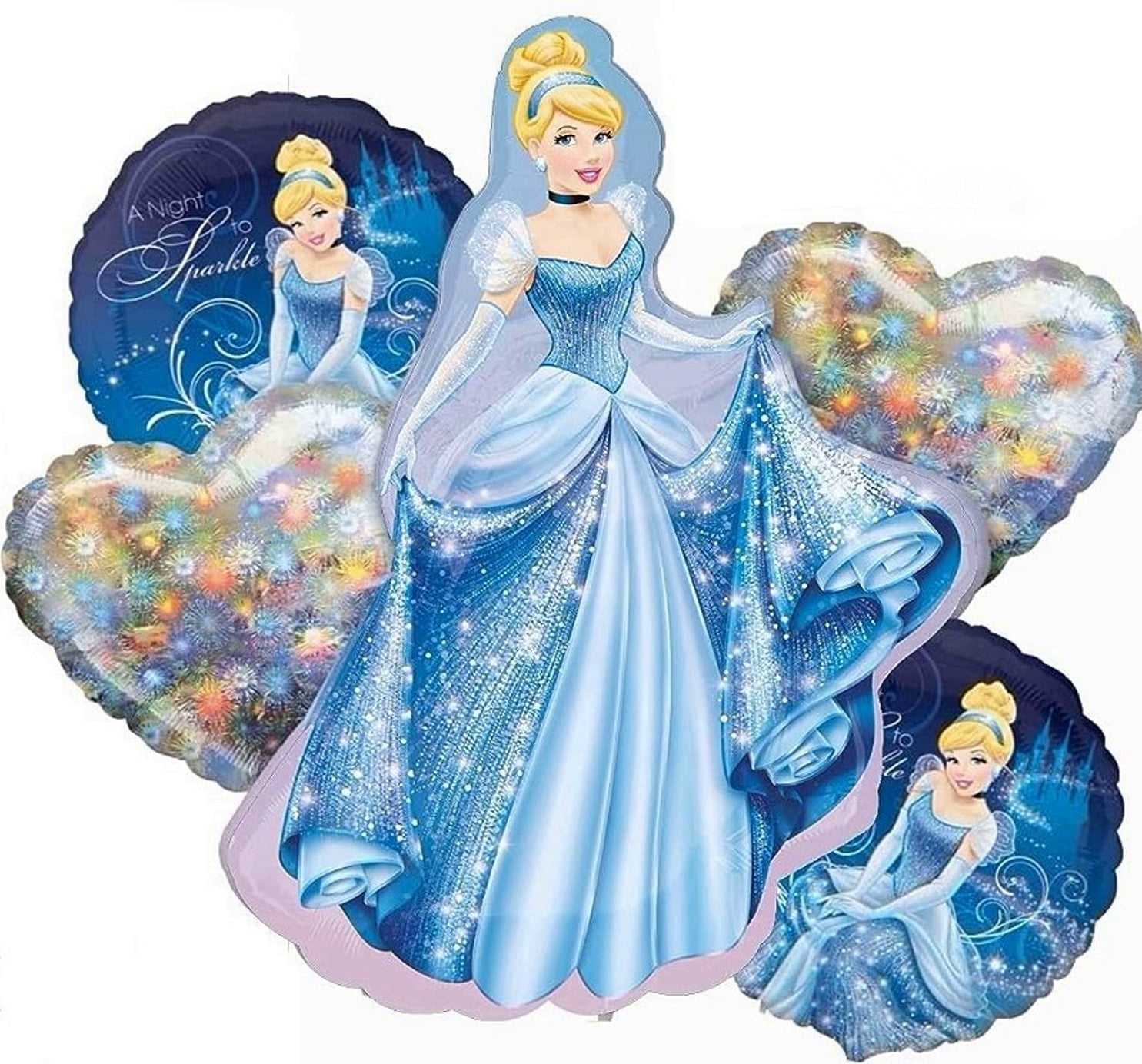 AMERICAN BALLOON Cinderella Balloon Bouquet - Cinderella Balloons - 5 Count