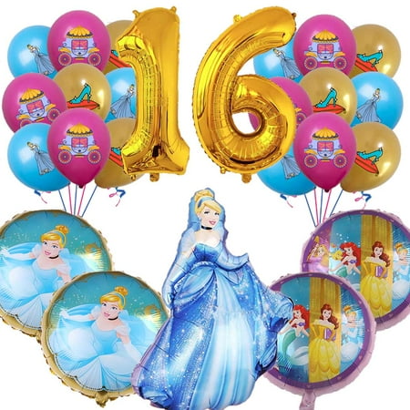 Cinderella Balloons Party Supplies 16th Big Number Decorations Decor Kit Birthday