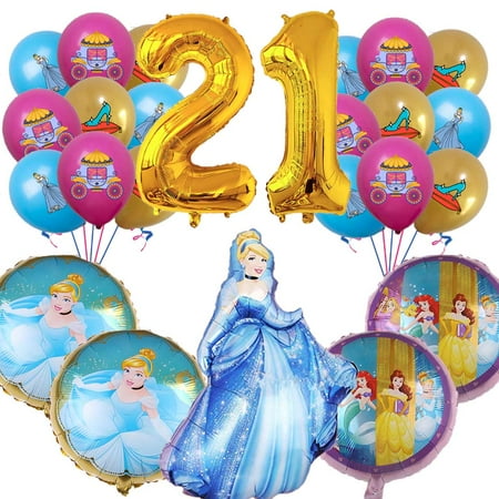 Cinderella Balloons Party Supplies 21th Big Number Decorations Decor Kit Birthday
