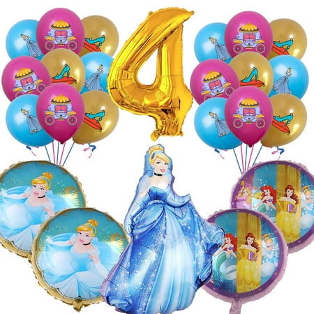Cinderella Balloons Party Supplies 4th Big Number Decorations Decor Kit Birthday