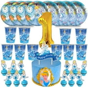 Cinderella Birthday 1st Cups Party Supplies Plates Fans Decorations Cake Topper Decor