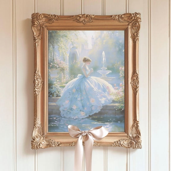 Cinderella Blue Dress Princess Nursery Wall Art, Unframed Paper Poster 16x20in