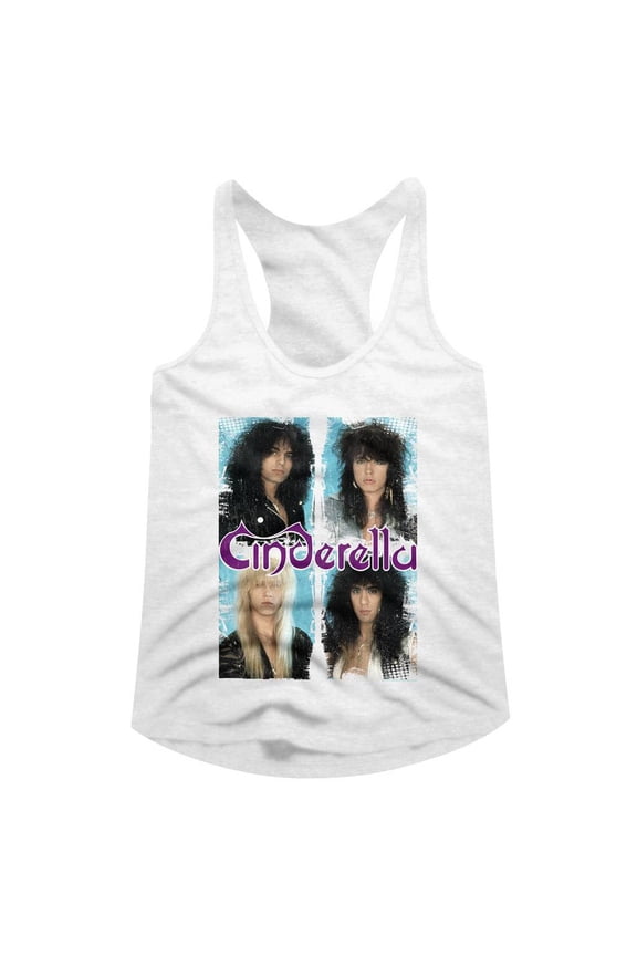 Cinderella Boxed In White Junior Women's Racerback Tank Top T-Shirt