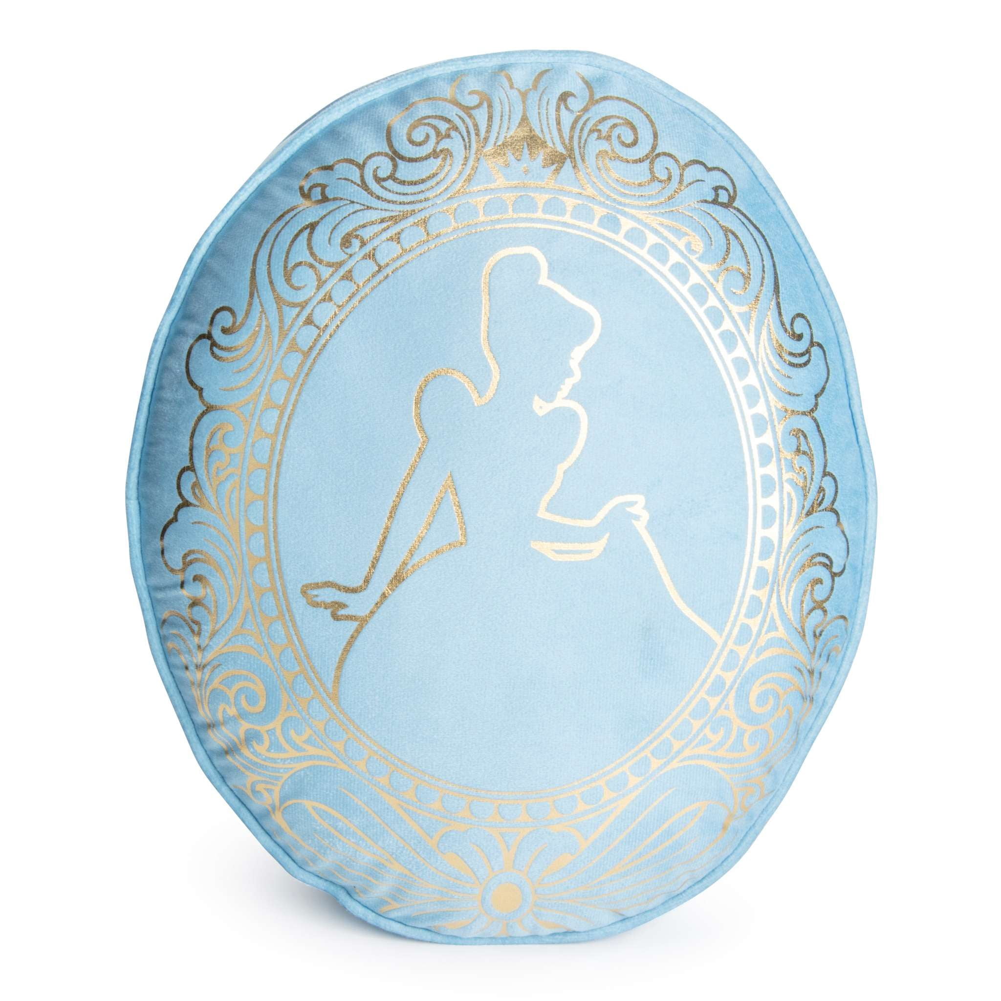 Disney Princess Cinderella Decorative Pillow, All Ages, Blue & Gold, Cameo Velour