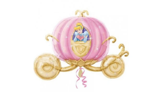 MAYFLOWER DISTRIBUTING Pink Cinderella Carriage Shaped Balloon Jumbo 33 Inch Mylar Balloon