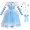 thumbnail image 1 of Cinderella Costume for Girls Kids Blue Princess Dress with Accessories Halloween Birthday Party Outfits, 1 of 6