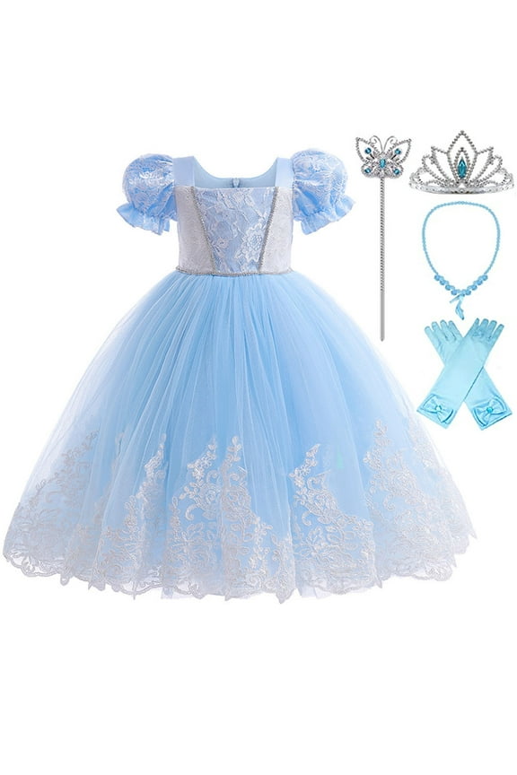 Cinderella Dress for Girls Princess Dress Up with Accessories Fancy Birthday Party Costume