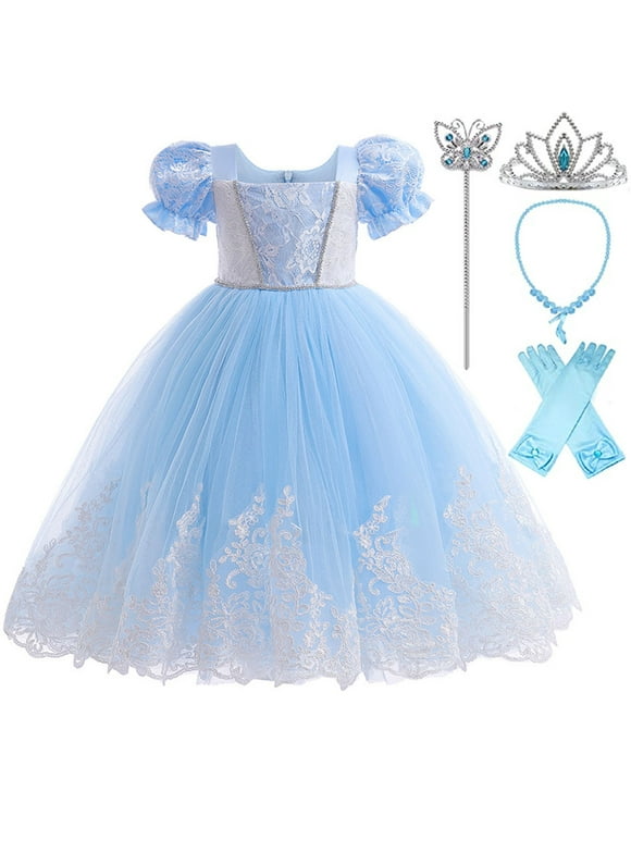 Cinderella Dress for Girls Princess Dress Up with Accessories Fancy Birthday Party Costume