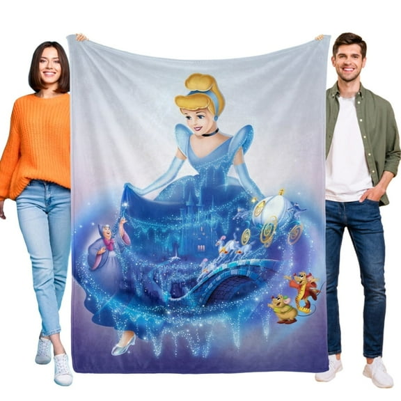 Cinderella Flannel Blanket Sofa Bed Couch Office Throw Birthday Gift for Kids