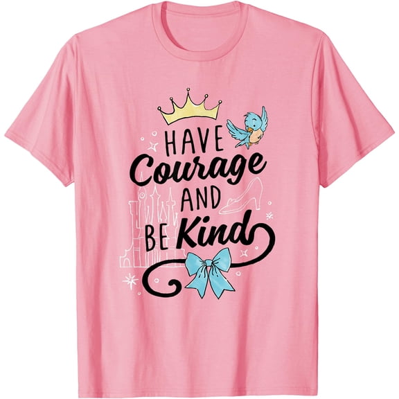 Cinderella Have Courage And Be Kind DTG Print Unisex T-Shirt,Light Pink Color,Size M