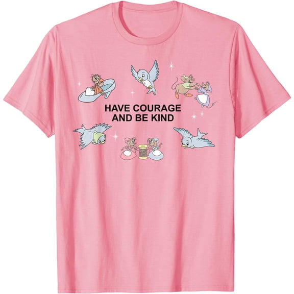 Cinderella Have Courage And Be Kind Quote DTG Print Unisex T-Shirt,Light Pink Color,Size YXS