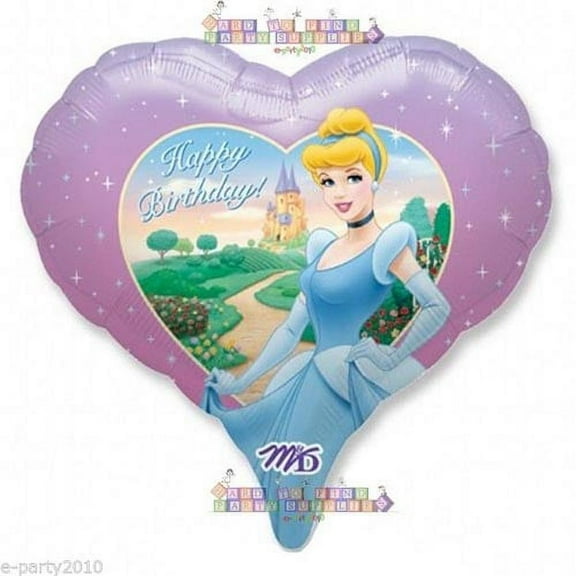 Cinderella Heart Shaped 'Happy Birthday' Supershape Foil Mylar Balloon (1ct)