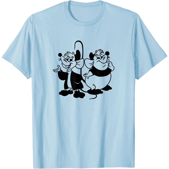 Cinderella Jaq & Gus Simple Outline DTG Print Unisex T-Shirt,Light Blue Color,Size 2T