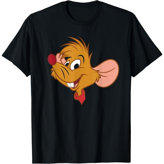 Cinderella Jaq the Mouse Big Face Sidekick DTG Print Unisex T-Shirt,Black Color,Size 5XL