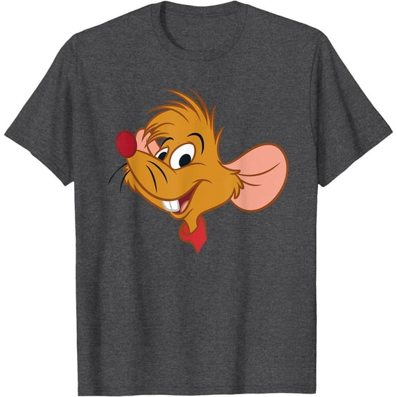 Cinderella Jaq the Mouse Big Face Sidekick DTG Print Unisex T-Shirt,Dark Heather Grey Color,Size YXS