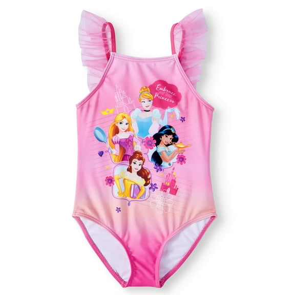 Cinderella, Jasmine, Belle and Rapunzel One-Piece Swimsuit (Little Girls)