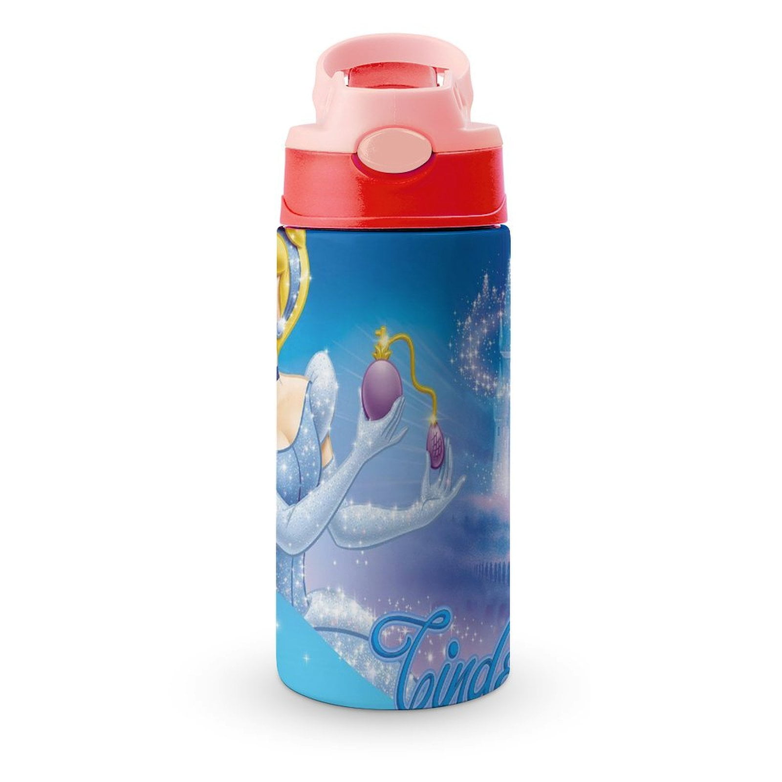Cinderella Kids Water Bottle with Silicone Straw And Spill-Proof Lid ...